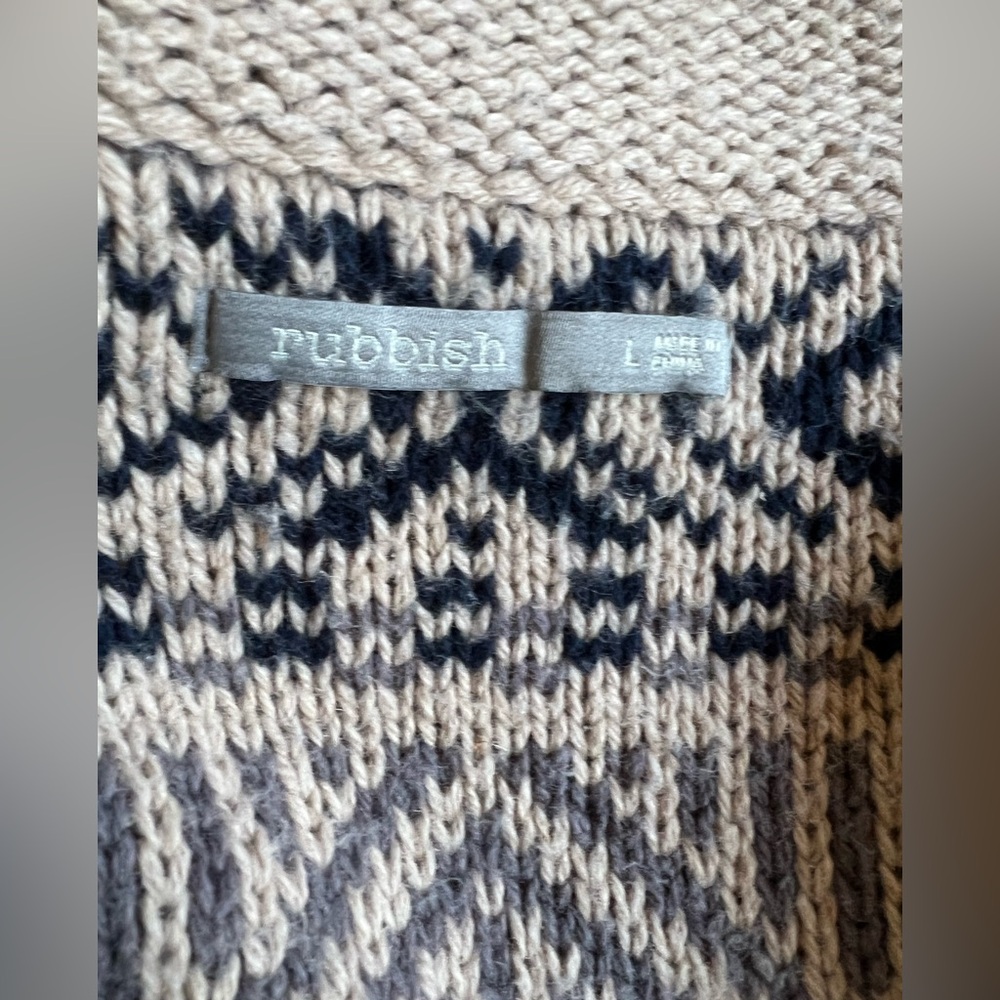 RUBBISH Aztec Geometric Stripes Knit Cardigan Sweater Women’s L Funky Academic - Picture 5 of 10